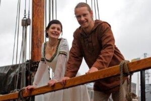 bruiloft vieren op een boot